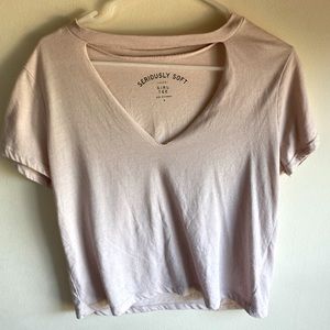 American Eagle Light Pink Cut Out Tee (M)
